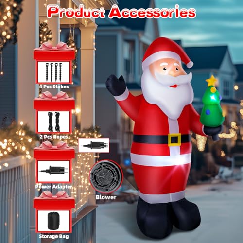 8FT LED-lit Inflatable Santa Claus Outdoor Christmas Decoration O93080