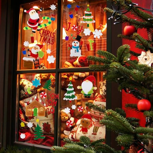 Christmas Window Clings Gel Snowflake Snowman 6-Piece Set F295752