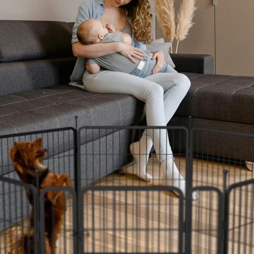 mestyl Dog Play Pen, Heavy Duty Metal Puppy Playpen with Gate, 32" Height 8 Panels Foldable S95299