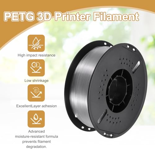 MECCANIXITY PETG 3D Printer Filament 1.75mm 1KG Clear 2 Pcs X318