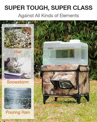 Heated Cat House for Outside Winter, Waterproof Insulated Outdoor Cat Shelter with Heater, Forest Green A129