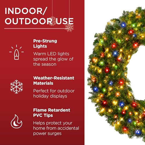 Best Choice Products 60in Pre-Lit Fir Christmas Wreath with 300 LED Lights E577048