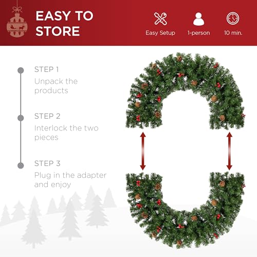 Best Choice Products 60in Pre-Lit Fir Christmas Wreath with 300 LED Lights E577048
