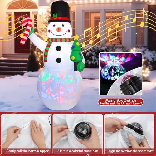 LOMOHOO 7FT Christmas Inflatable Snowman with LED Lights X50095