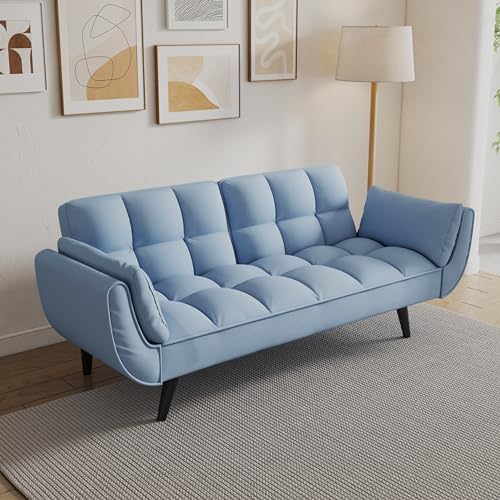 74" Modern Velvet Convertible Sleeper Futon Sofa Bed with Memory Foam, Black Z895656