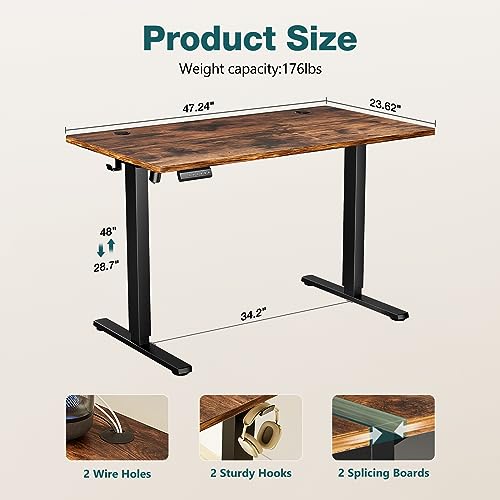 Adjustable Height Electric Standing Desk 55x24 Inch Black W5266