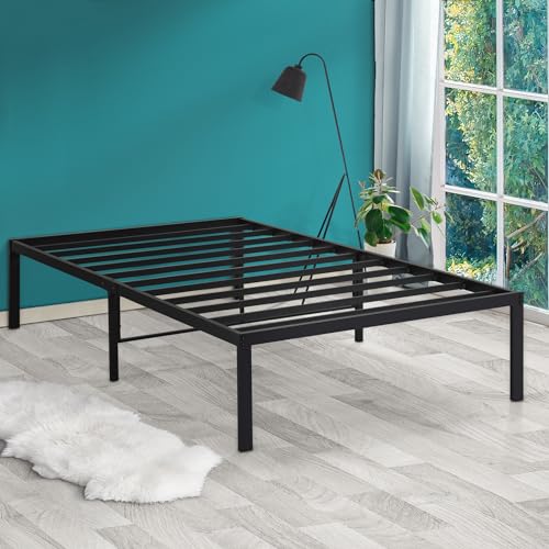 PrimaSleep 18 Inch Heavy Duty Steel Slat Bed Frame, Full, Black P73898
