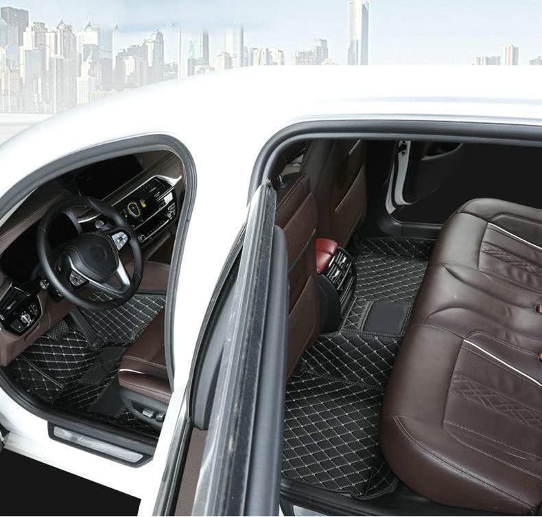 Custom Fit All-Weather Leather Car Floor Mats for Cars SUVs Sports Cars (Black with Green Bar) K366630