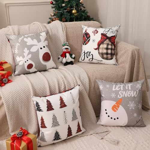 Christmas Pillow Covers 18x18 Set of 4, Double-Sided Print G493315