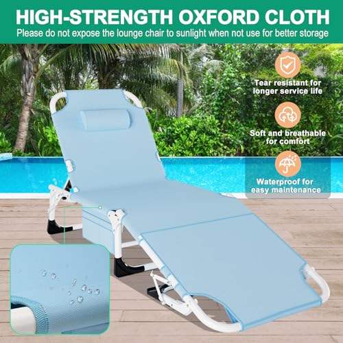 Portable Folding Camping Cot, Adjustable Reclining Chaise with Pillow U54731