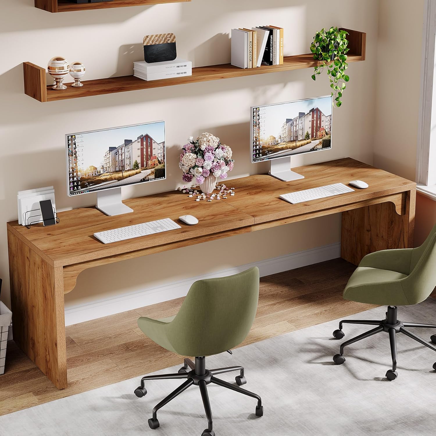 Tribesigns 78.7 Inch Wooden Computer Desk for 2 Person Home Office O54667