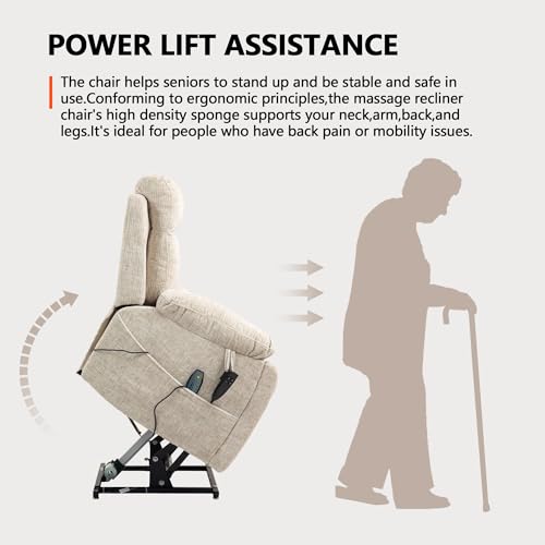 Power Lift Chair Recliner with Massage and Heat for Adults, Dual Motor H2507