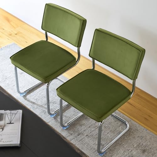 Velvet Dining Chairs with Chrome Metal Legs, Orange, 4PCS A120
