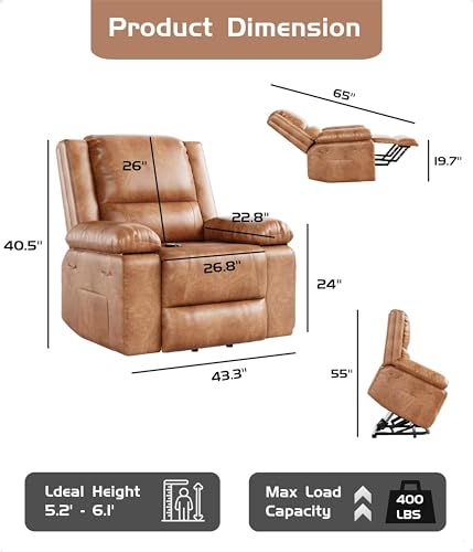 GarveeHome Power Lift Recliner Chair with Heat and Massage, Faux PU, for Elderly I162