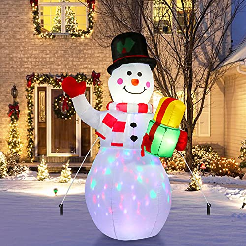 5ft Inflatable Snowman with Rotating LED Lights for Christmas Outdoor Decor S354
