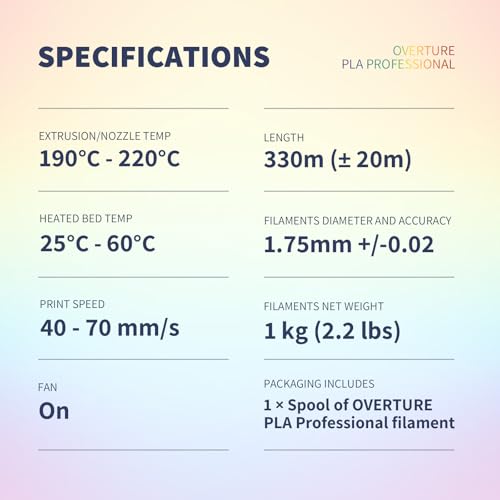 OVERTURE PLA Plus Filament 1.75mm 1kg Black S915984