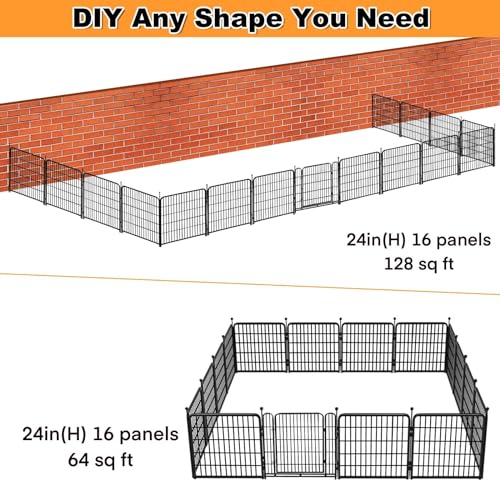 Tall Garden Fence 32in 8 Panels Metal Dog Pen Outdoor for Yard G496561
