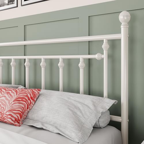 Allewie 14 Inch Full Size Metal Platform Bed Frame with Victorian Headboard, Black E84939