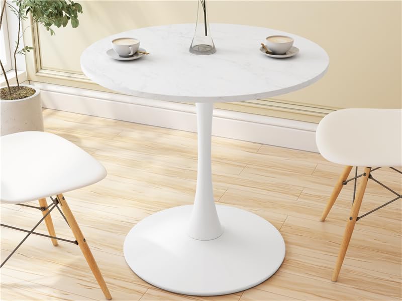 Mid-Century Tulip Round Dining Table for 4-6 People, White O978