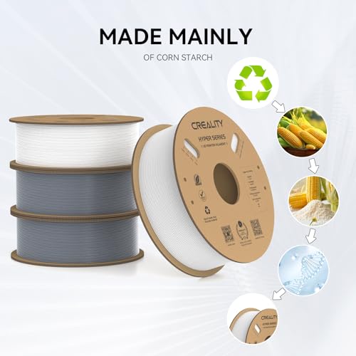 Creality Hyper PLA Filament 1.75mm High Speed 3D Printer Filament, 4 Pack 1kg Spool, Black & White K3786