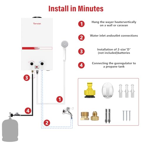 Propane Tankless Water Heater 10L Portable for Camping, RV Shower G99362