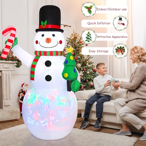 LOMOHOO 7FT Christmas Inflatable Snowman with LED Lights X50095