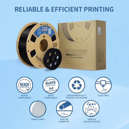OVERTURE Nylon Filament 1.75mm Polyamide PA 1kg Spool Black Y657557