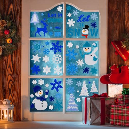 Christmas Window Clings Gel Snowflake Snowman 6-Piece Set F295752