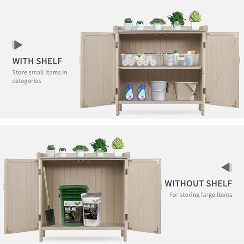 Outdoor Storage Cabinet with Potting Bench & Metal Tabletop V66120