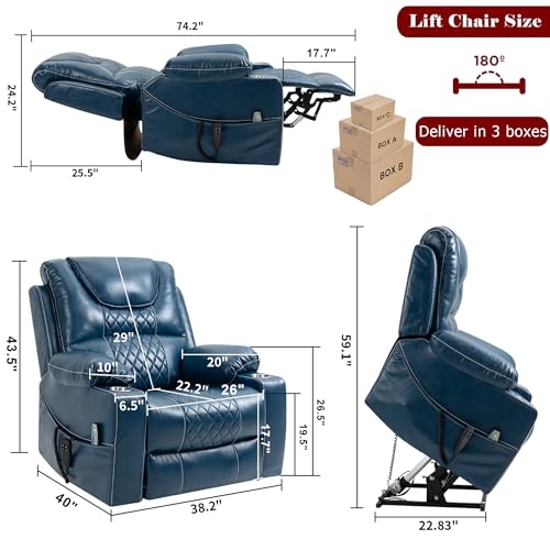 Power Lift Chair Recliner with Massage and Heat for Adults, Dual Motor H2507