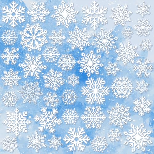 Pickmesh 45 Pcs Christmas Snowflake Window Gel Clings Removable Reusable U3538