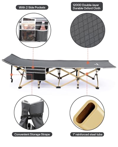 Sportneer Camping Cot for Adults with Mattress, Heavy Duty Folding Portable Bed R956