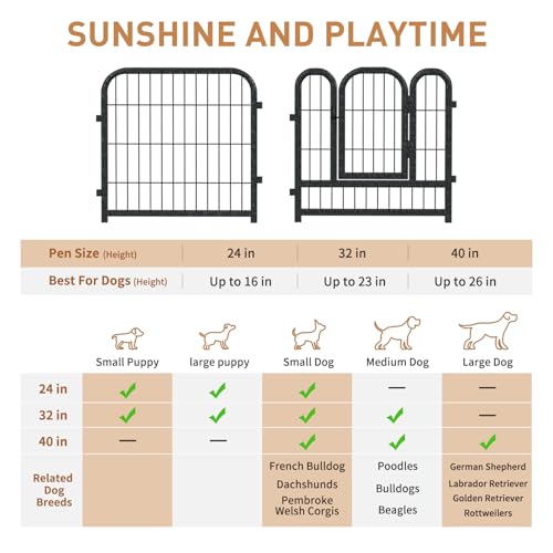 Metal Dog Playpen 40 Inch Height 16 Panels Indoor Outdoor Black-Silver W932257