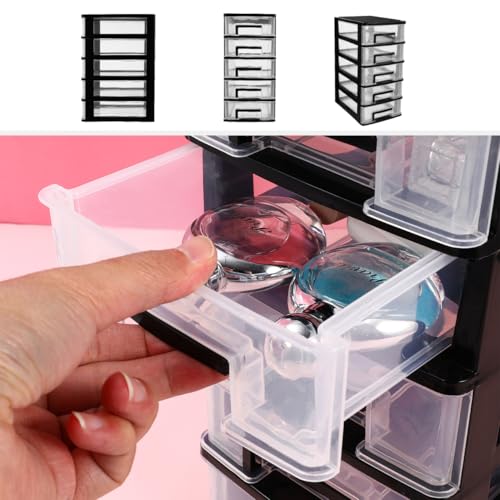 Angoily 4 Drawer Desk Organizer, Plastic Storage Box for Office and Bathroom D28845