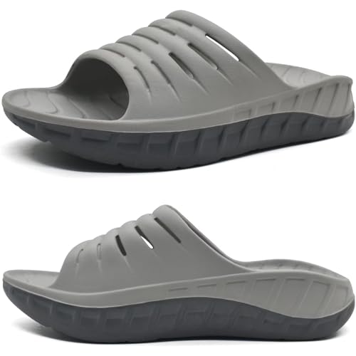 KuaiLu Men's Recovery Sandals Orthotic Cushion Open Toe Sport Slides D332788
