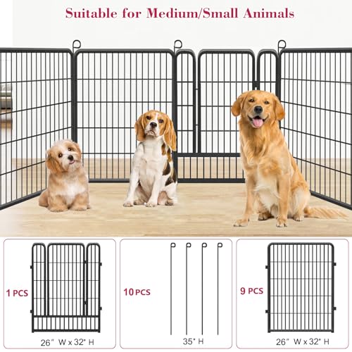Dog Playpen 32 Inch 10 Panels Outdoor Dog Fence with Lock C803