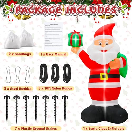 Giant Inflatable Santa Claus with LED Lights Outdoor Christmas Decorations W1618