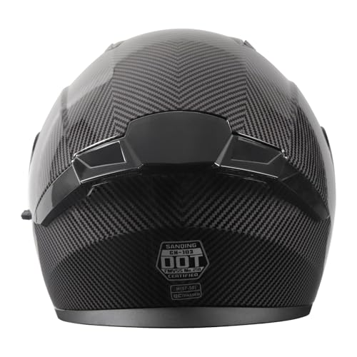 SPARK DOT Modular Flip-Up Dual Visor Motorcycle Helmet (Bright Black, Small) W8778