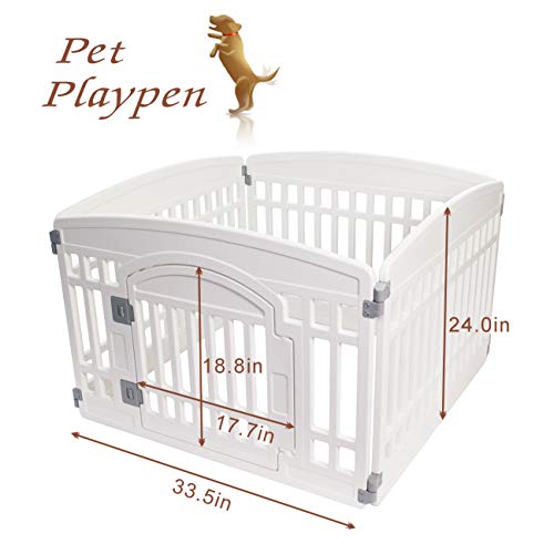 Pet Playpen for Dogs Heavy Plastic Exercise Pen Indoor Outdoor Folding Cage 6 Panels White L83956