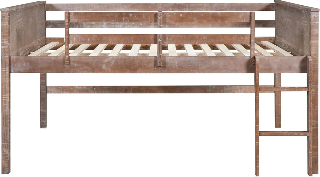 Harper & Bright Designs Twin Size Low Loft Bed for Kids with Storage and Hanging Rack G659488