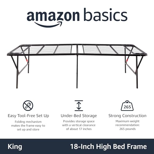 Amazon Basics Foldable Metal Bed Frame with Storage, Full Size, Black A770