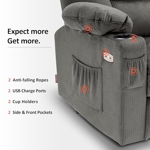MCombo Small Power Lift Recliner Chair with Massage and Heat, Brown N356790