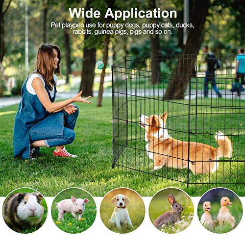 PJYuCien Dog Playpen - Metal Foldable Exercise Pen with Bottom Pad for Small Medium Pets C352