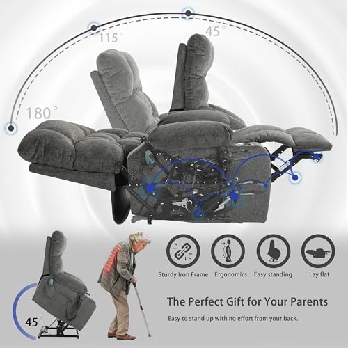 Lift Chair Recliner with Massage and Heat, Heavy Duty for Seniors, Brown V12888