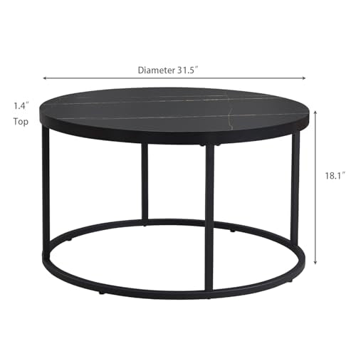 CENSI Natural Oak Round Coffee Table 31.5" Wood and Metal C46819