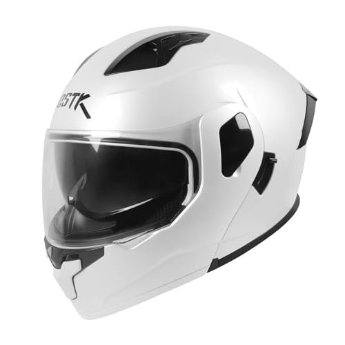 SPARK DOT Modular Flip-Up Dual Visor Motorcycle Helmet (Bright Black, Small) W8778