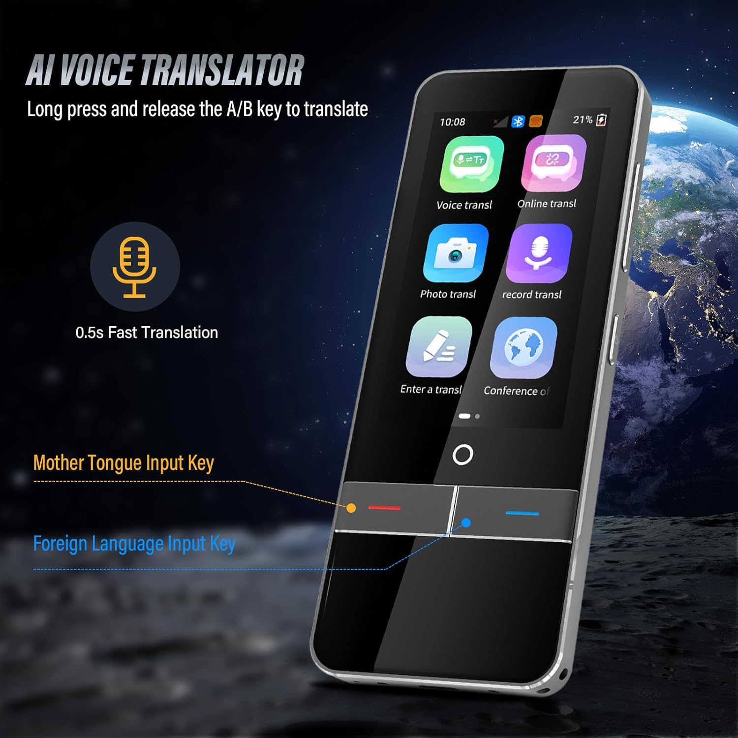 Portable Language Translator Device, 139 Languages Two-Way Instant Translation V324