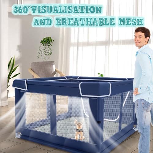 42x42x25.6 Inches Puppy Playpen with Gate for Small Dogs Indoor & Outdoor G192