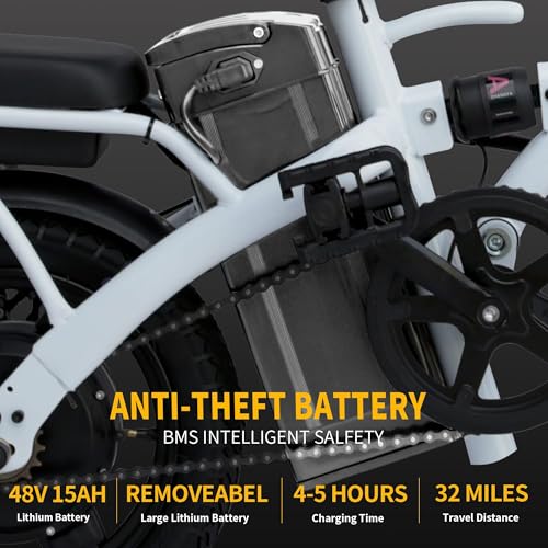 EBKAROCY Foldable Electric Bike for Adults, 400W Motor, 48V 15AH Removable Battery S109155