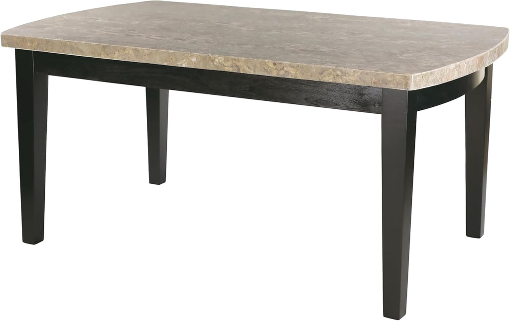 5pc Dining Set Marble Top Table with 4 Faux Leather Chairs W264853